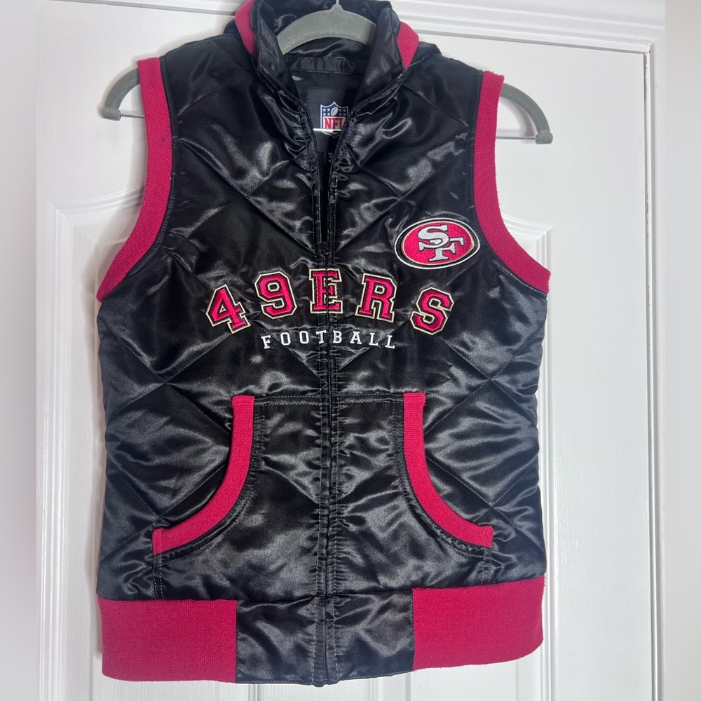 Rare: 49ers Football Black and Red Women’s Hoodie Vest - XS